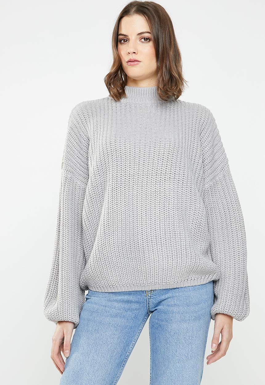 Brave Soul - Oversize balloon sleeve jersey - grey