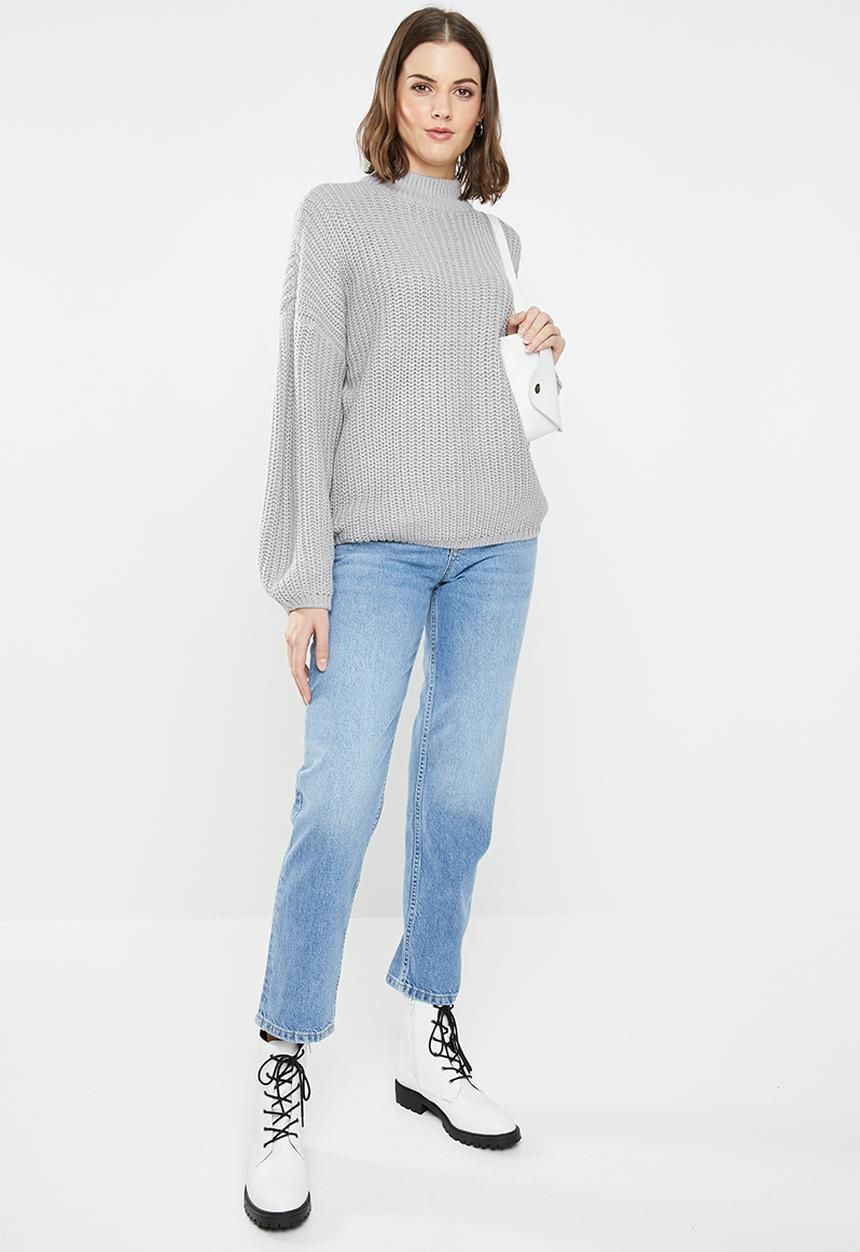 Brave Soul - Oversize balloon sleeve jersey - grey
