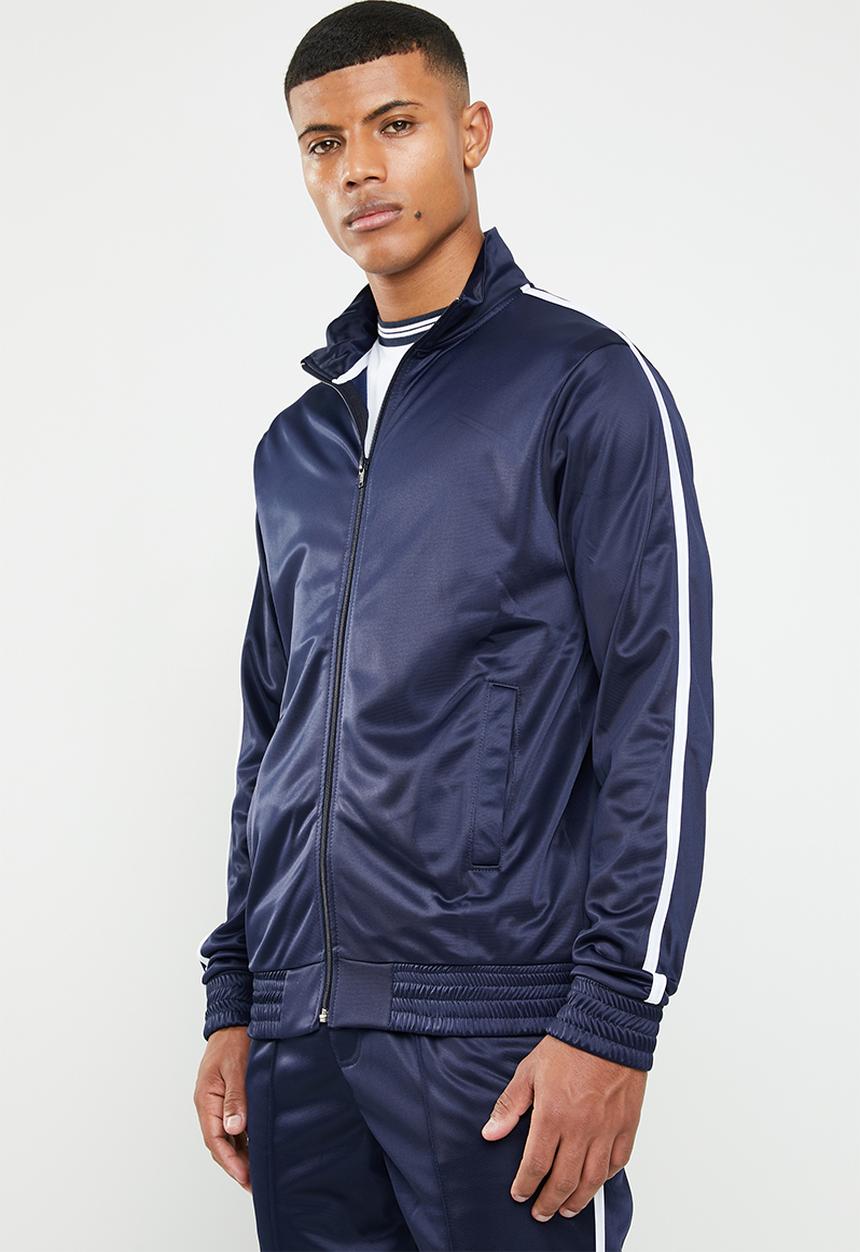 Superbalist - Side stripe tricot tracktop - navy