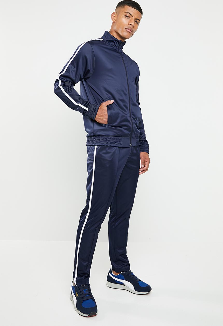 Superbalist - Side stripe tricot tracktop - navy