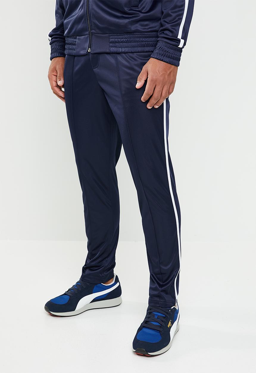 Superbalist - Tapered hemmed side stripe pintuck seam tricot pant - navy