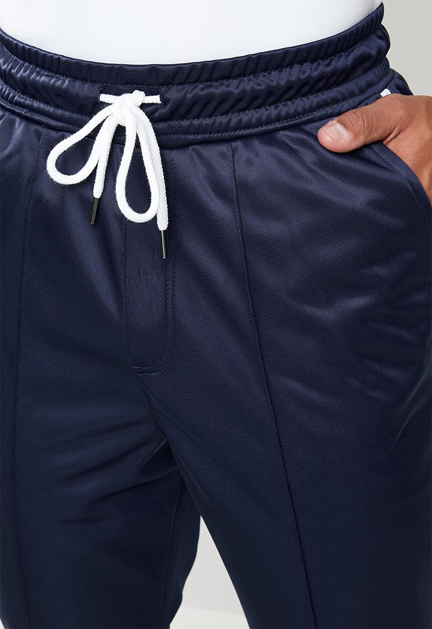 Superbalist - Tapered hemmed side stripe pintuck seam tricot pant - navy