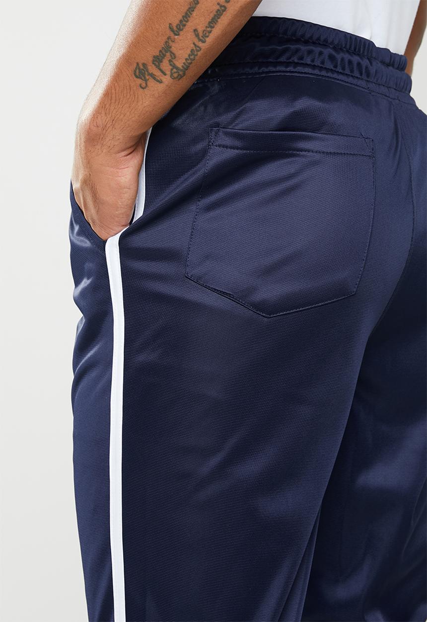 Superbalist - Tapered hemmed side stripe pintuck seam tricot pant - navy