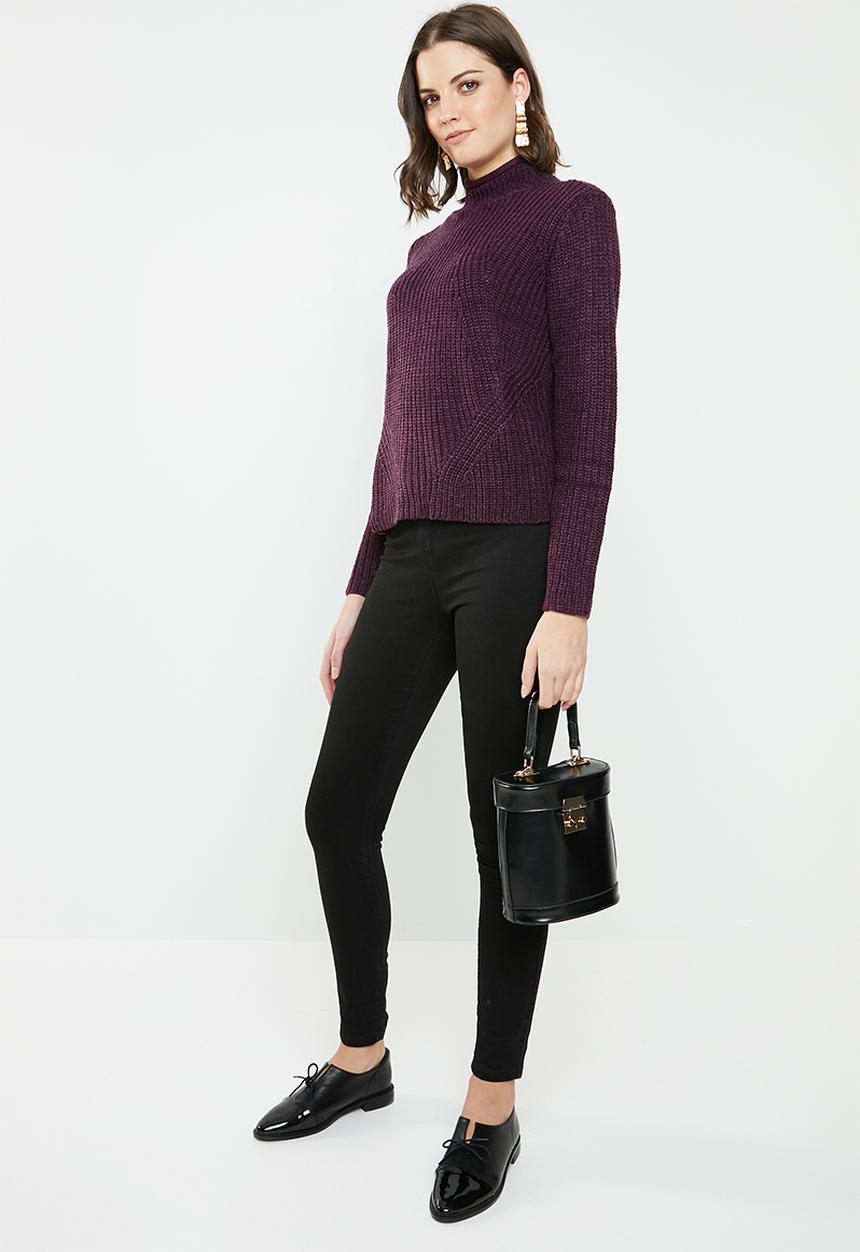 Jacqueline de Yong - Justy long sleeve roll edge pullover - purple