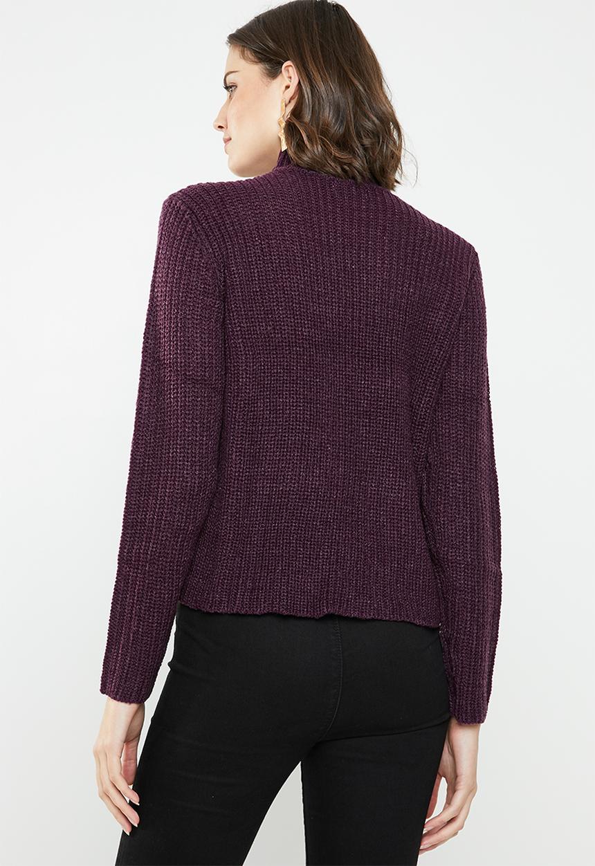Jacqueline de Yong - Justy long sleeve roll edge pullover - purple