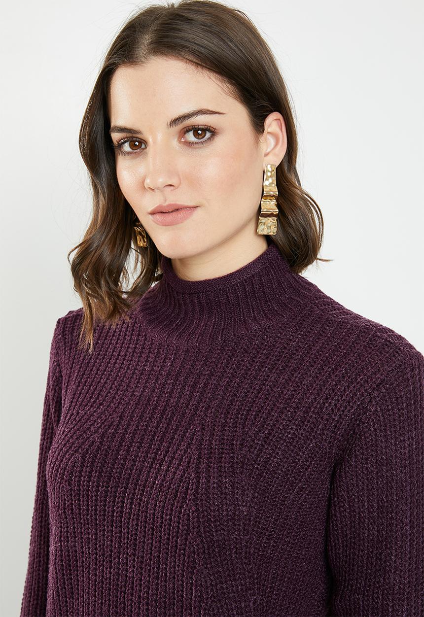 Jacqueline de Yong - Justy long sleeve roll edge pullover - purple