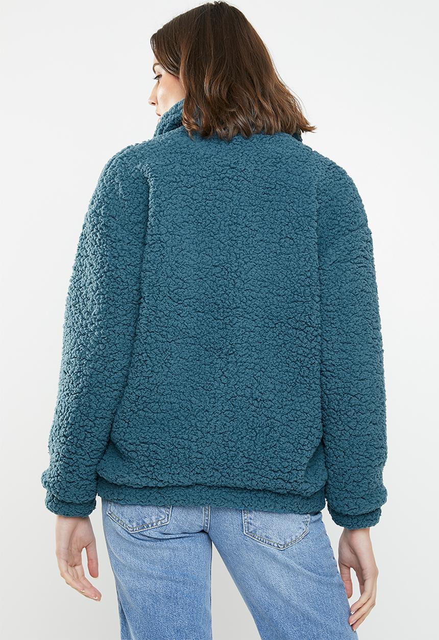 Jacqueline de Yong - Harlow teddy jacket - blue