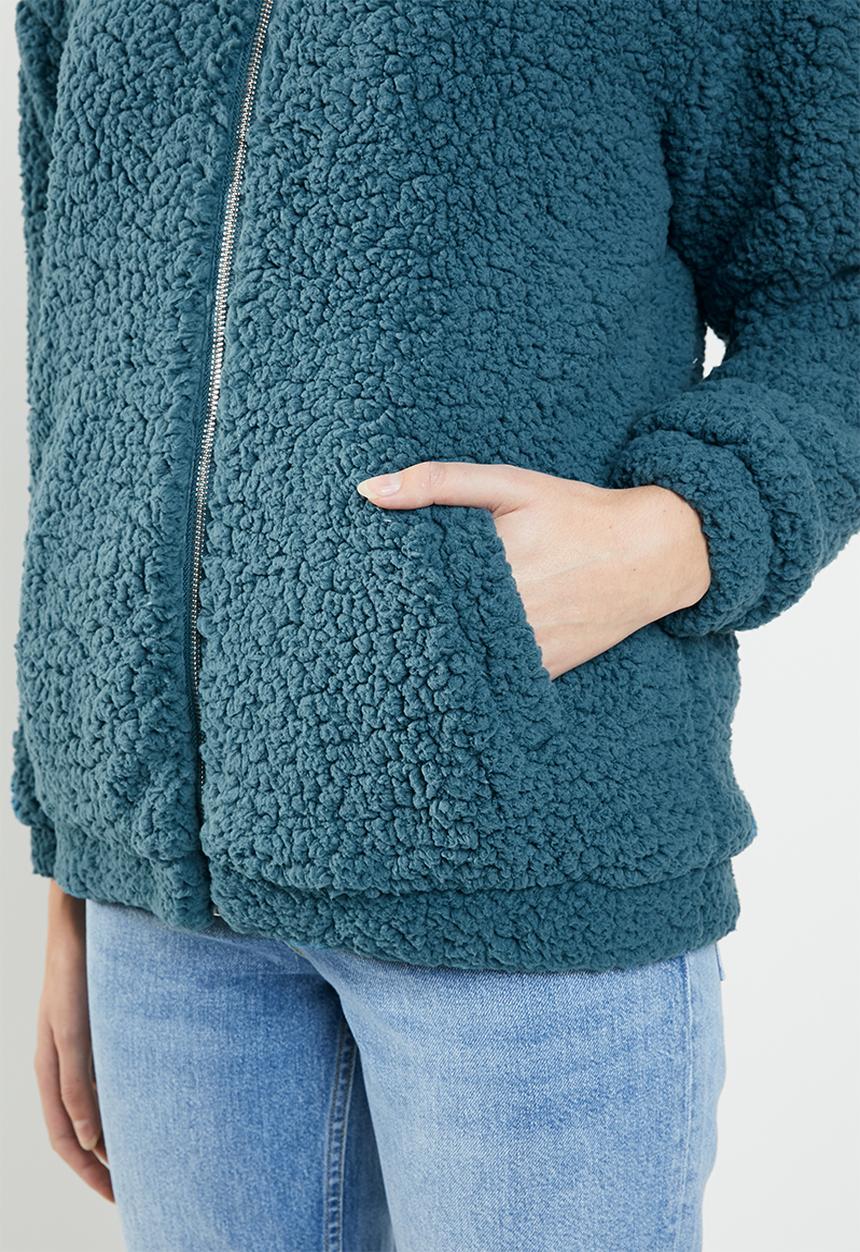 Jacqueline de Yong - Harlow teddy jacket - blue