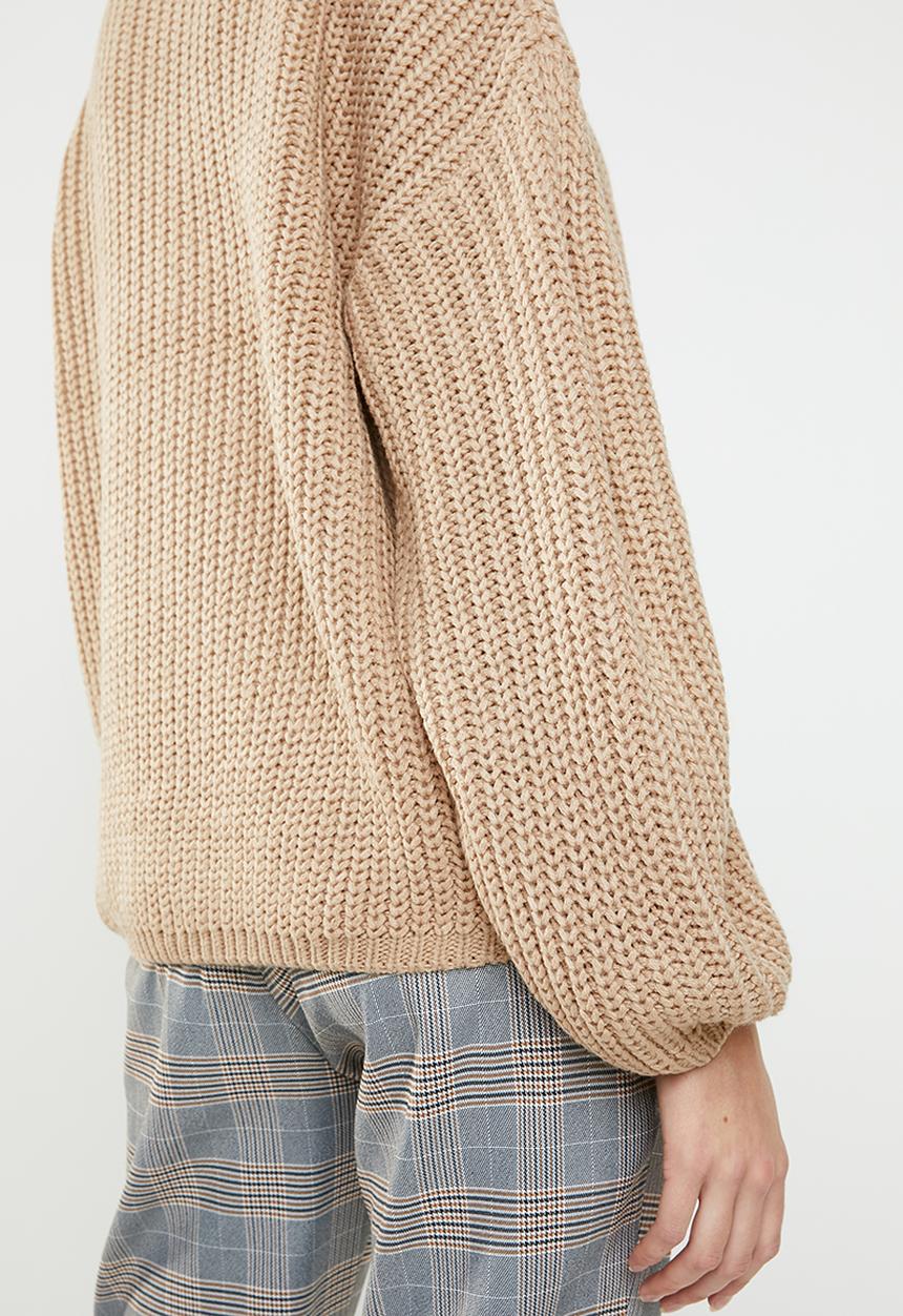 Brave Soul - Oversize bell sleeve jersey - brown