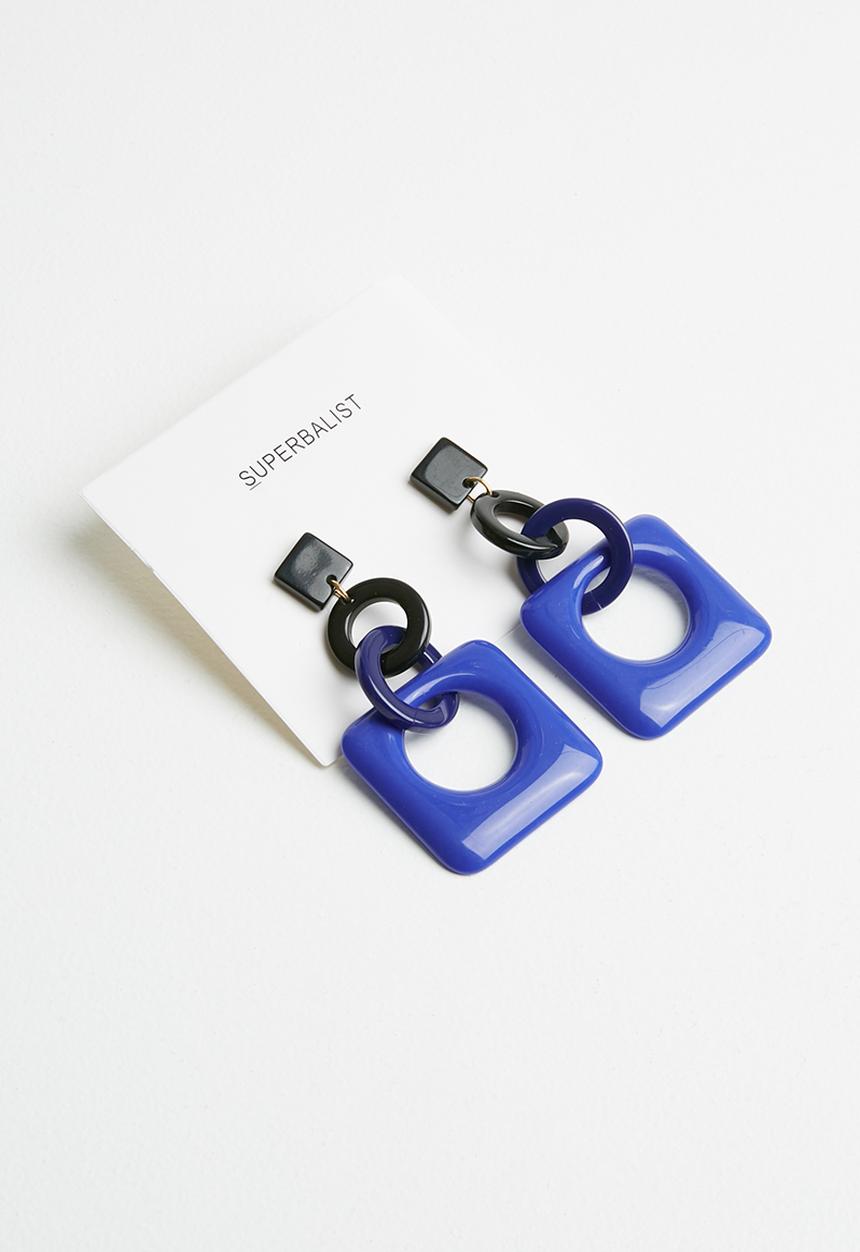 Superbalist - Resin square link earrings - blue