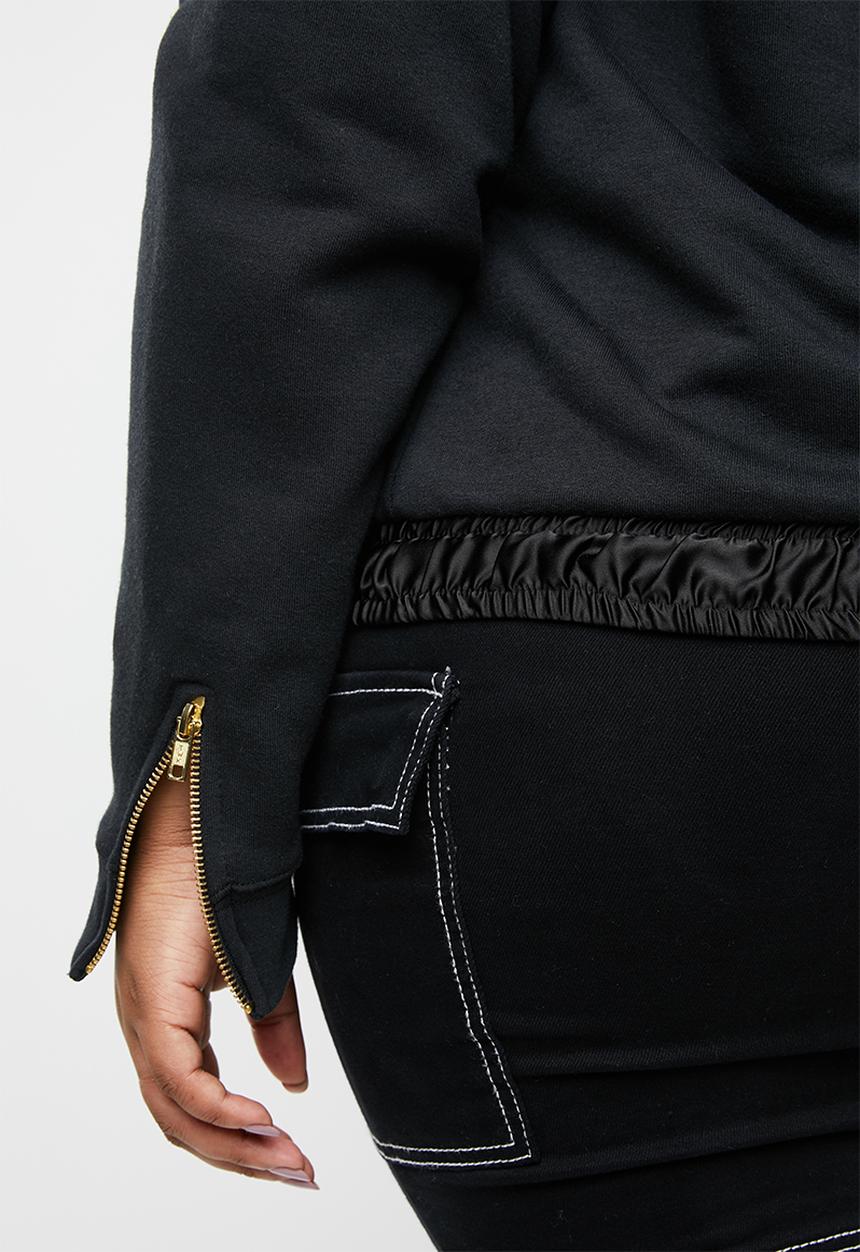 STYLE REPUBLIC PLUS - Drawcord detail sweater - black