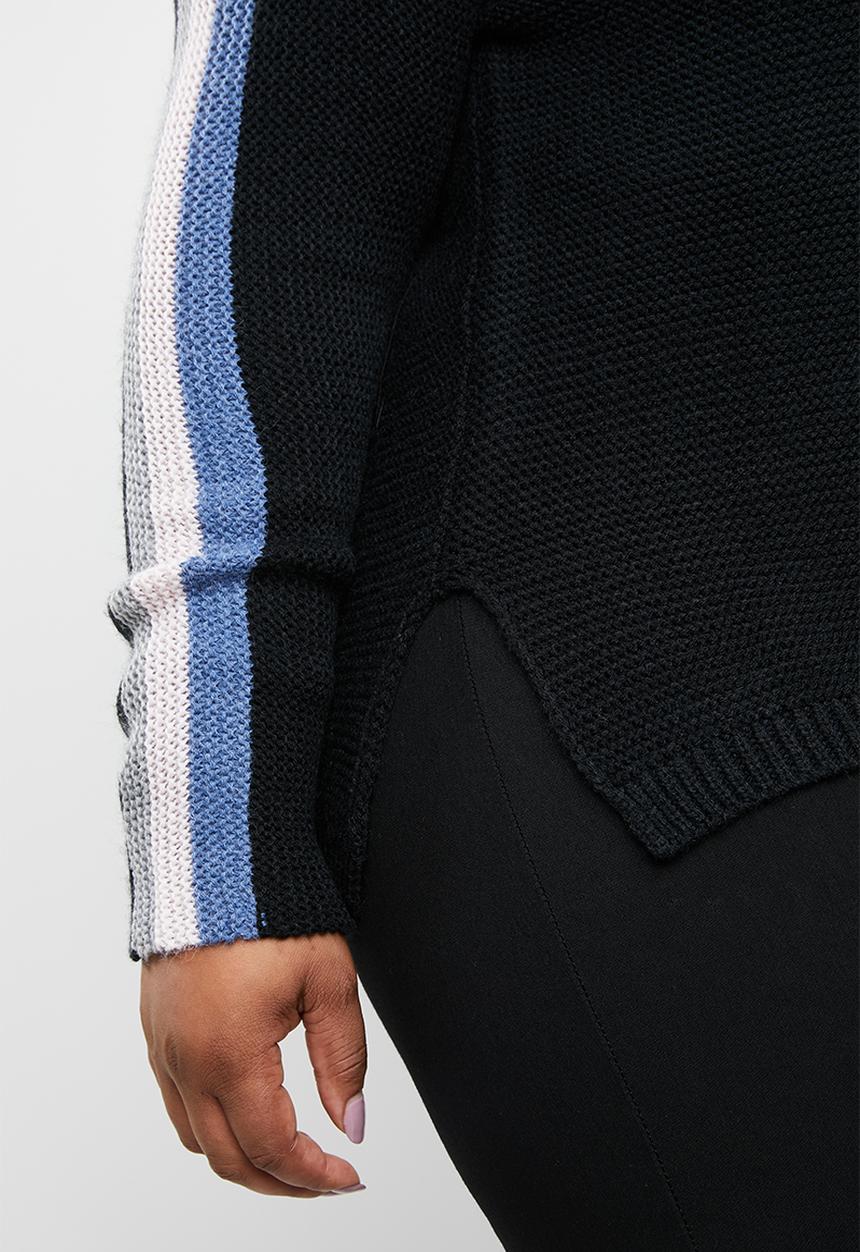 STYLE REPUBLIC PLUS - Rainbow stripe jersey - black