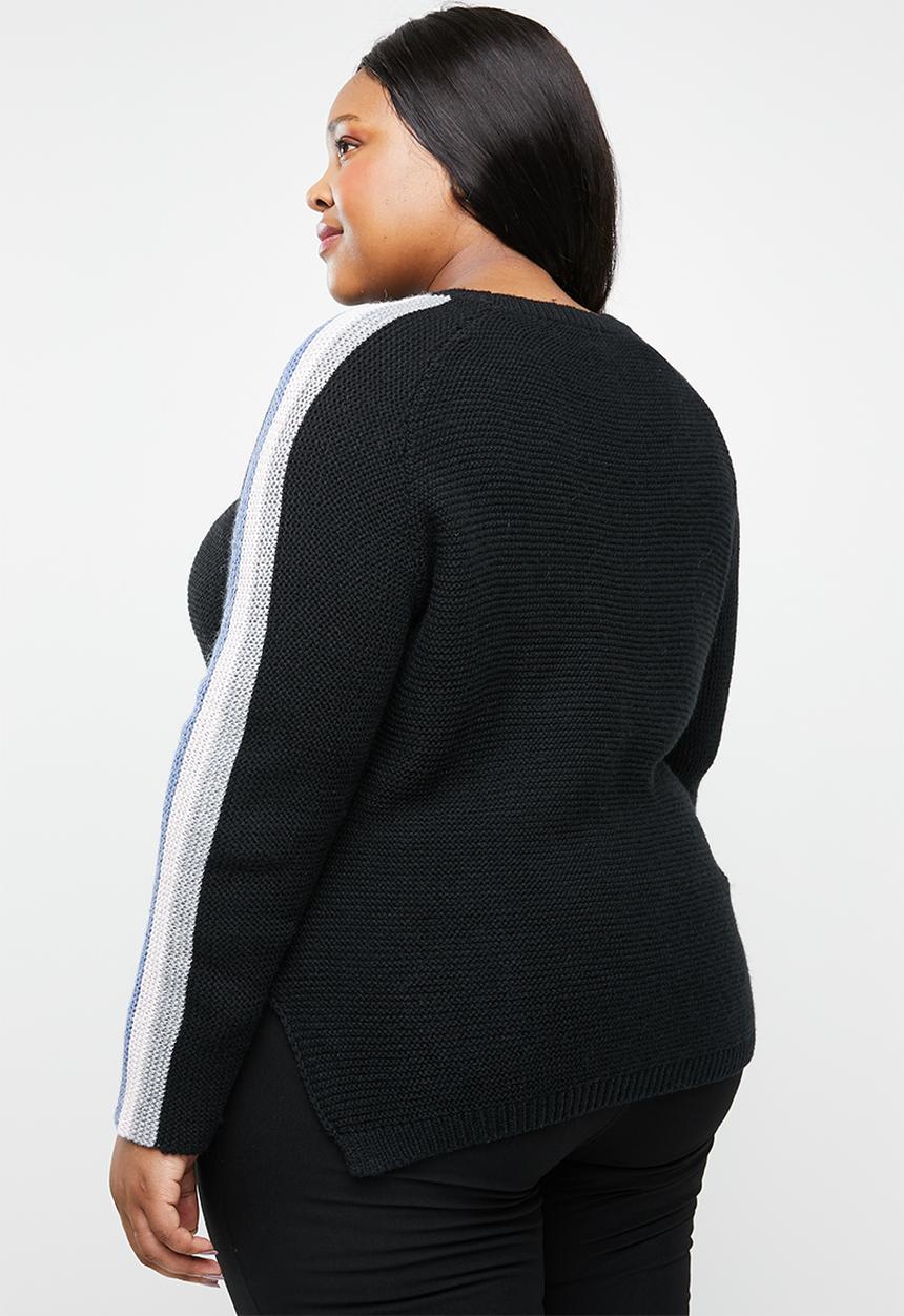 STYLE REPUBLIC PLUS - Rainbow stripe jersey - black