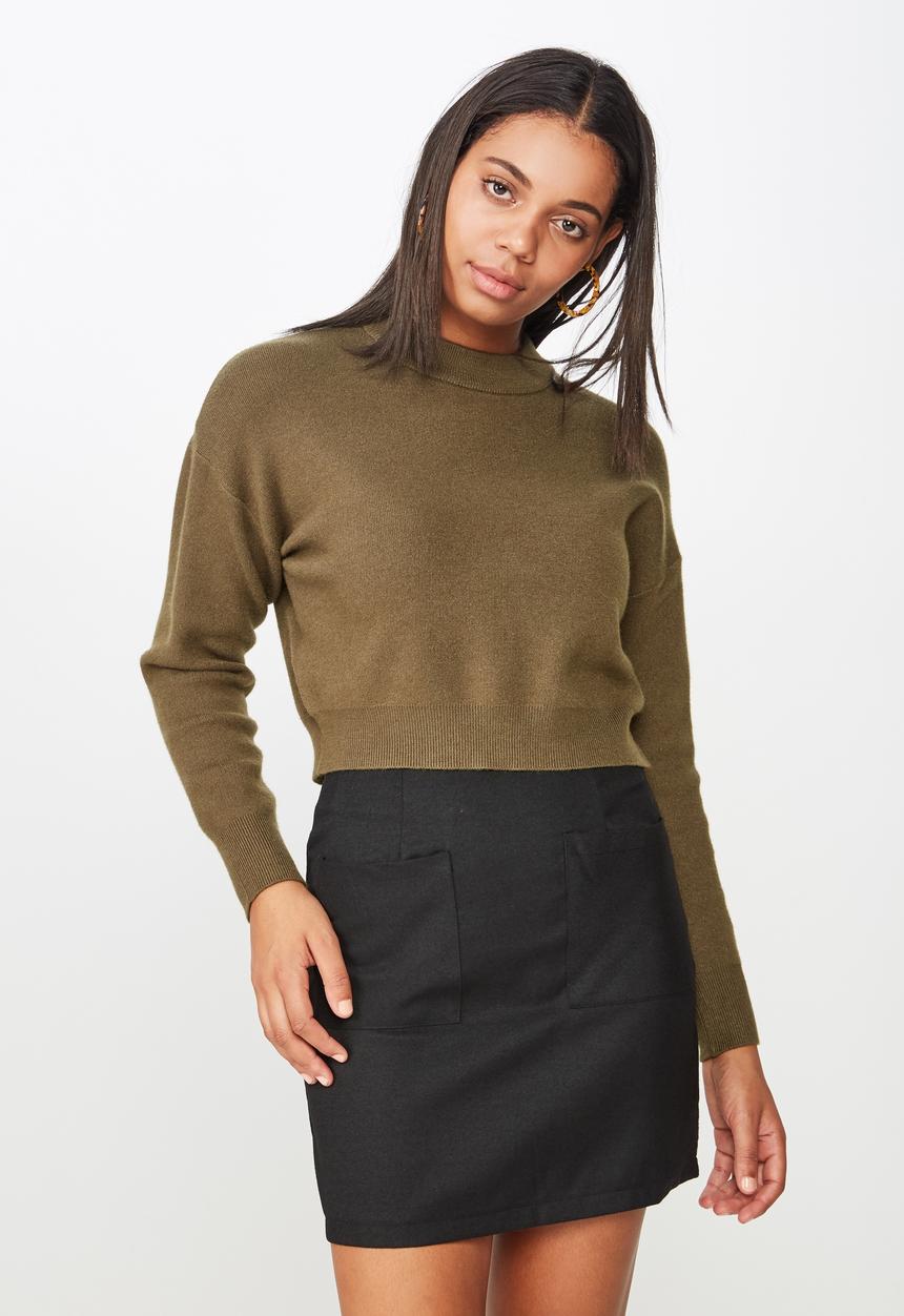 Cotton On - Woven aria patch pocket mini skirt  - black