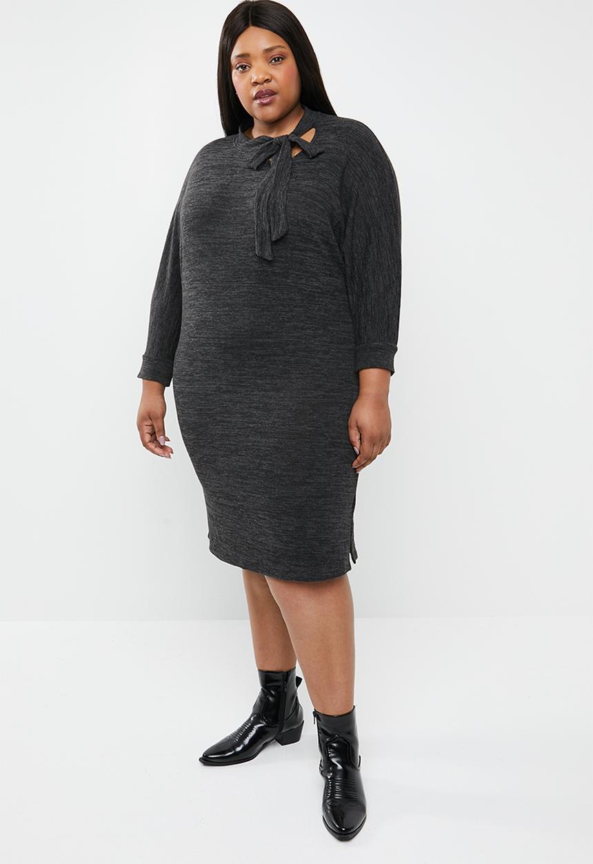 STYLE REPUBLIC PLUS - Necktie detail knit dress - grey