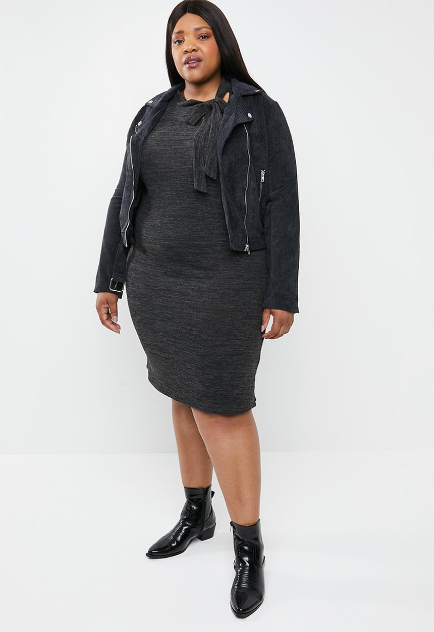 STYLE REPUBLIC PLUS - Necktie detail knit dress - grey