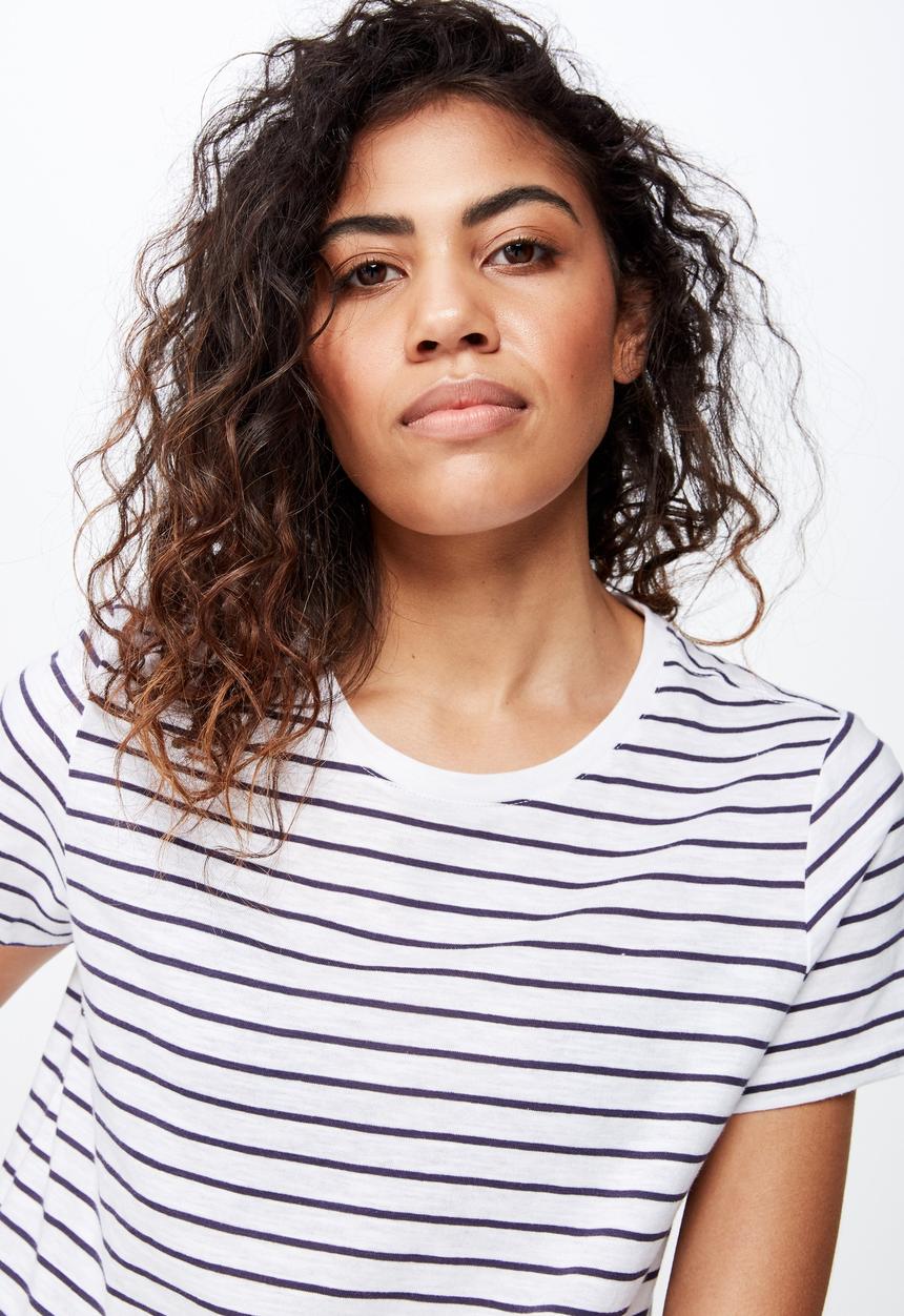 Cotton On - The crew T-shirt - white & navy