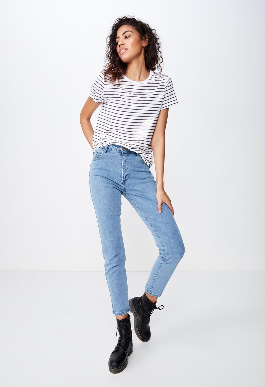 Cotton On - The crew T-shirt - white & navy