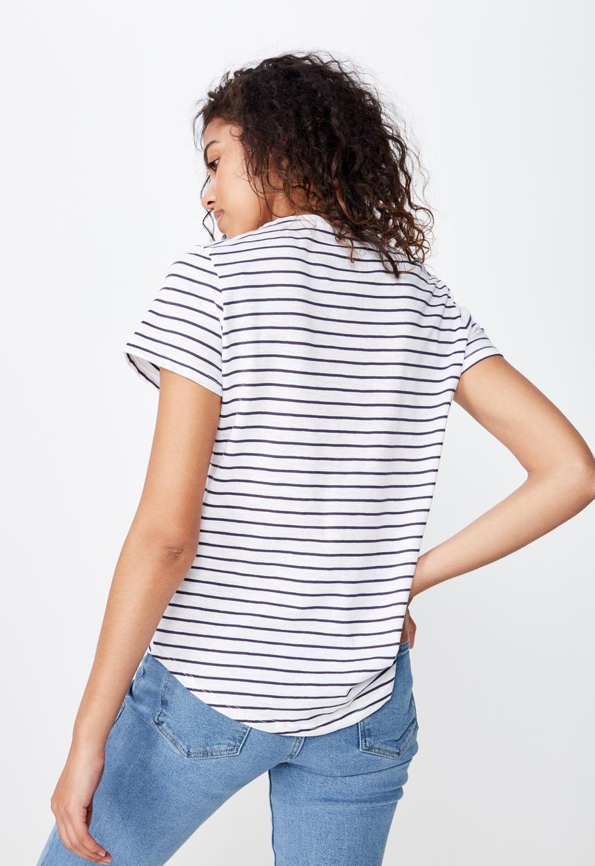 Cotton On - The crew T-shirt - white & navy