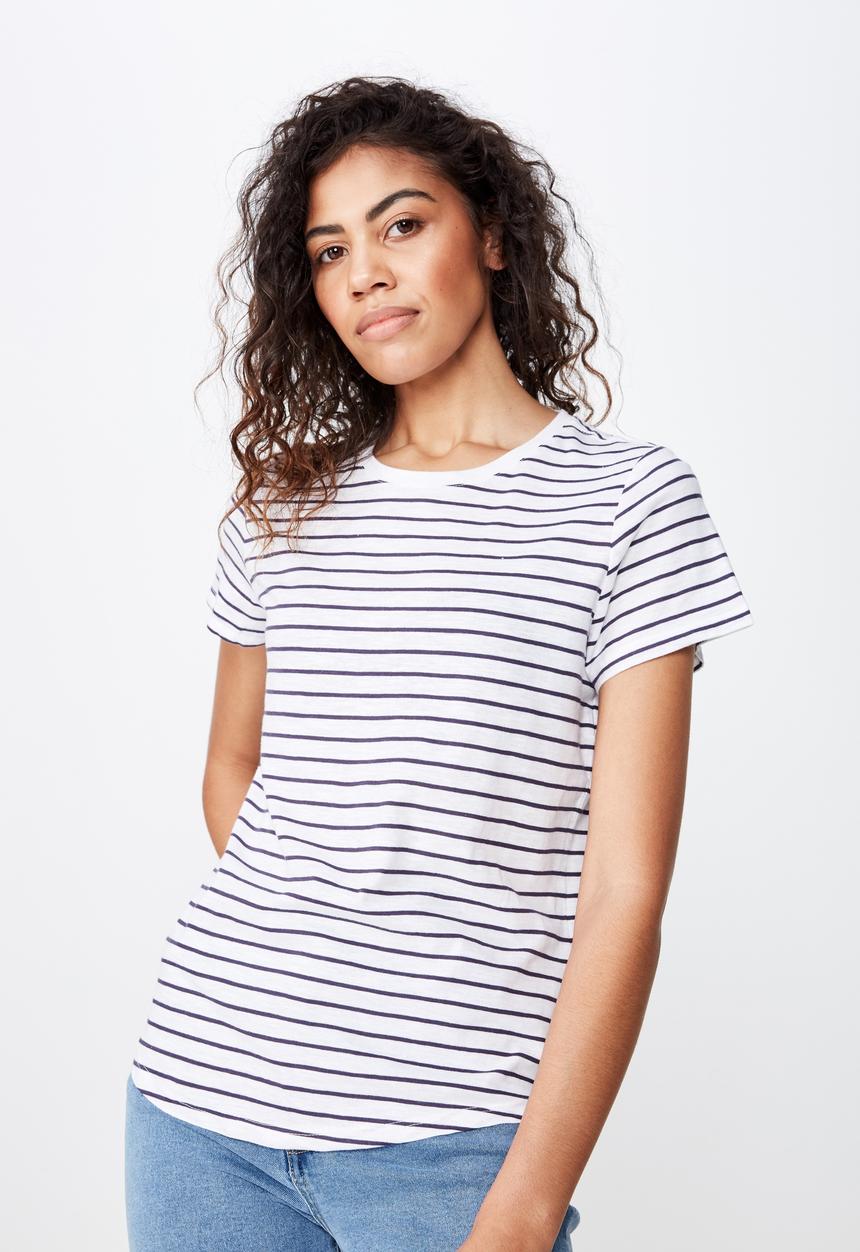 Cotton On - The crew T-shirt - white & navy