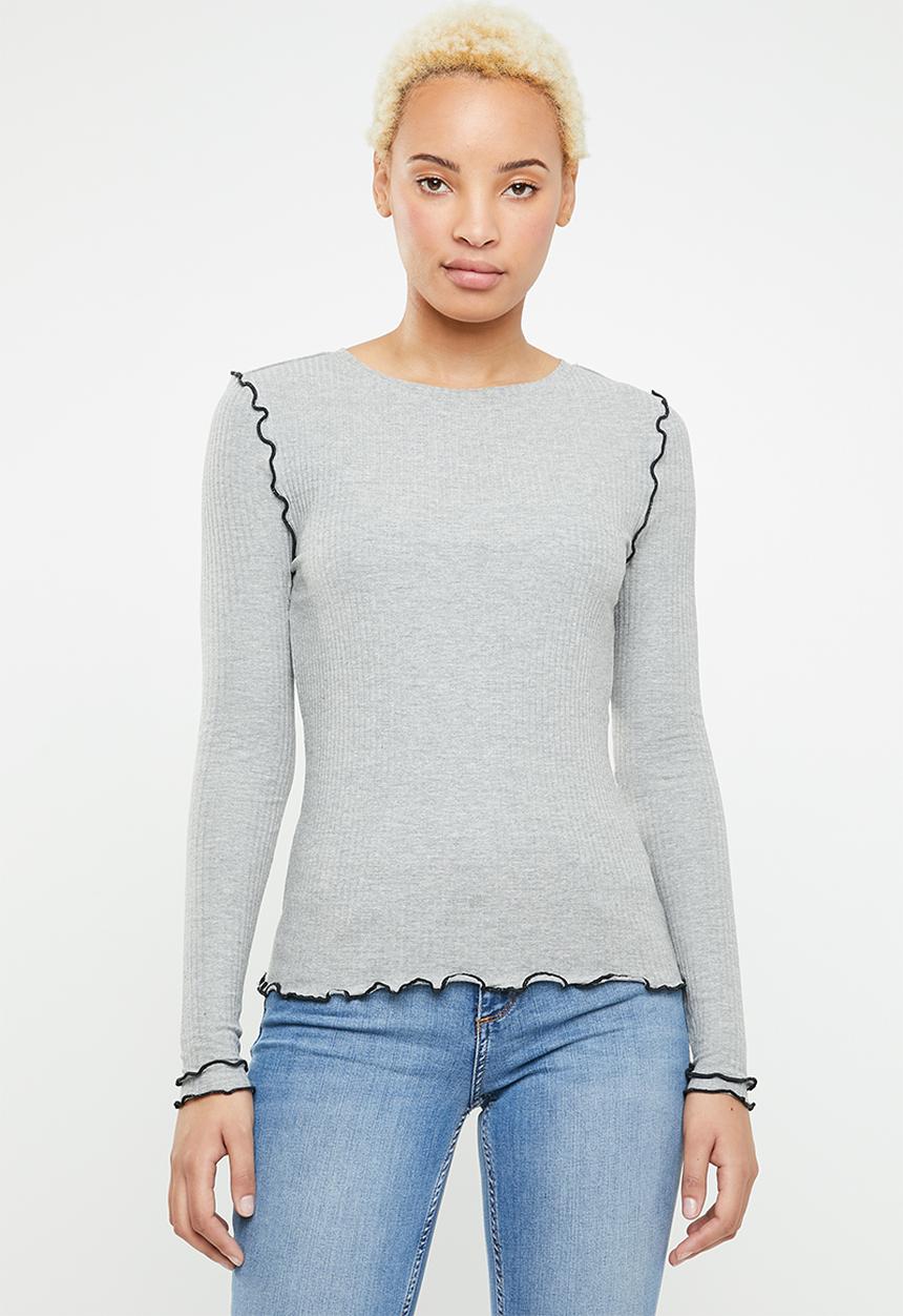 ONLY - Ida long sleeve O-neck top - grey