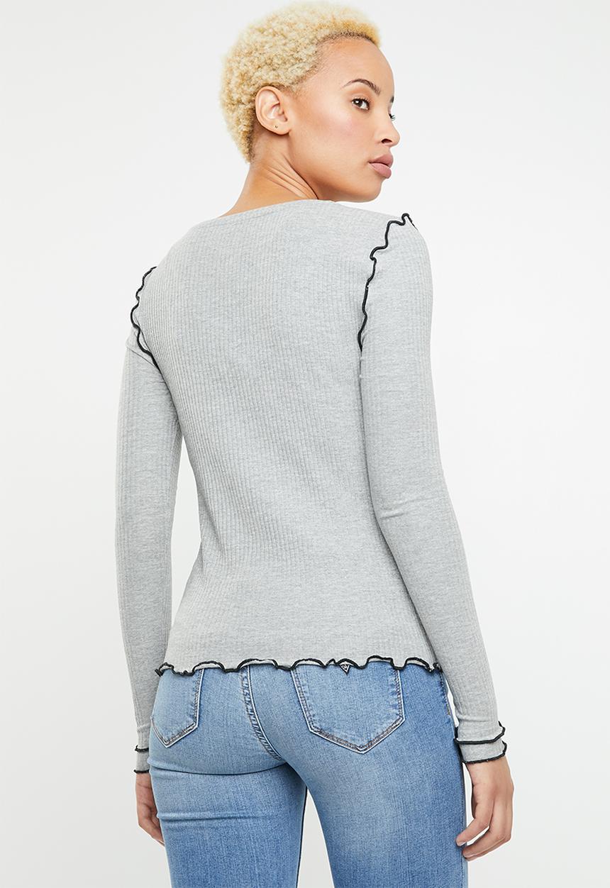 ONLY - Ida long sleeve O-neck top - grey