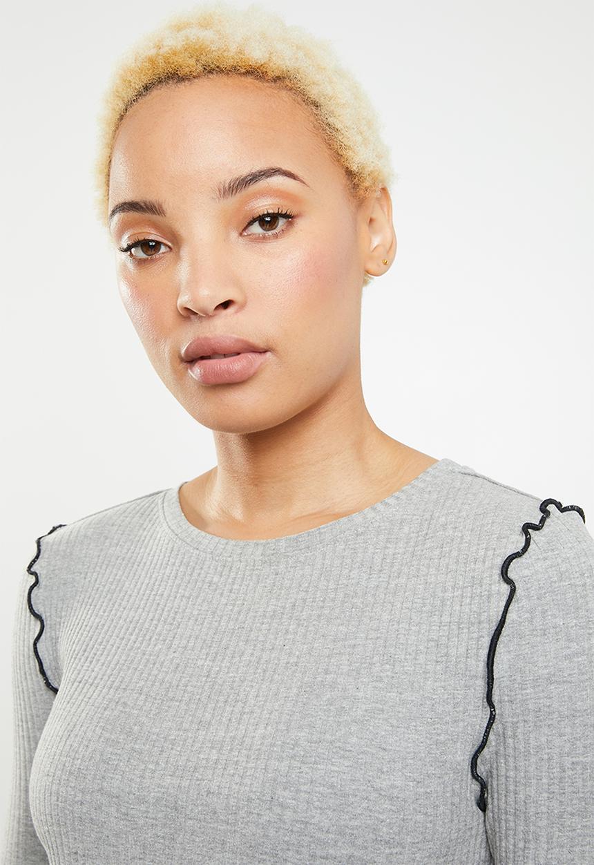 ONLY - Ida long sleeve O-neck top - grey