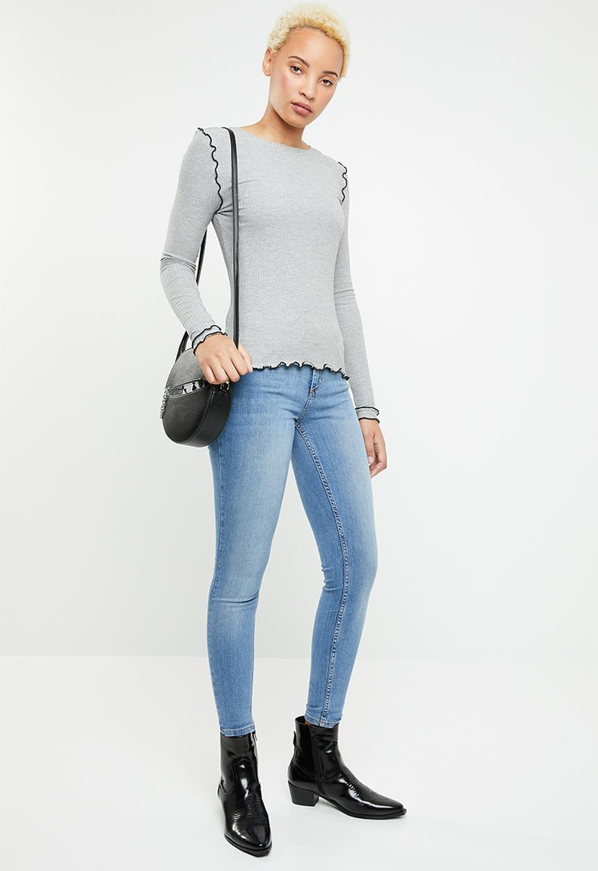 ONLY - Ida long sleeve O-neck top - grey