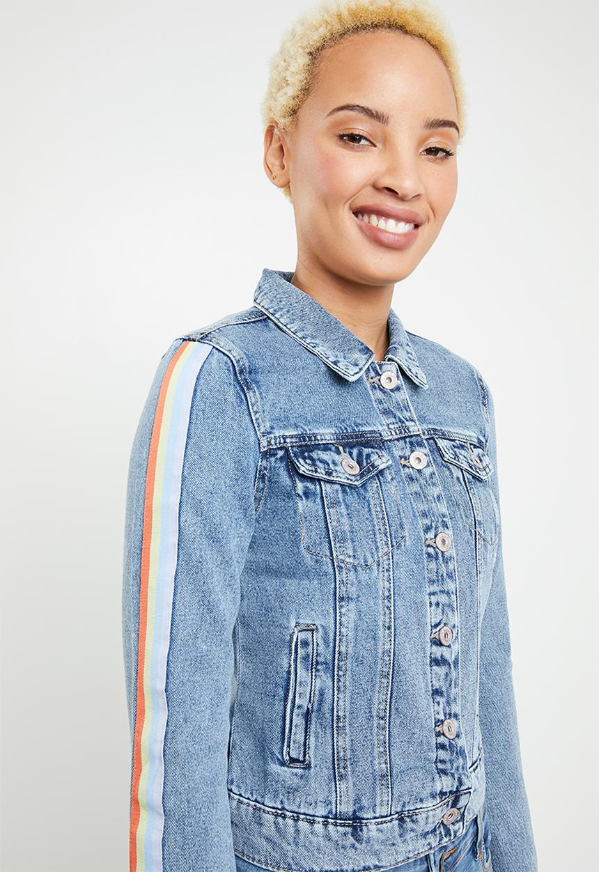 ONLY - Chris long sleeve tape denim jacket - blue