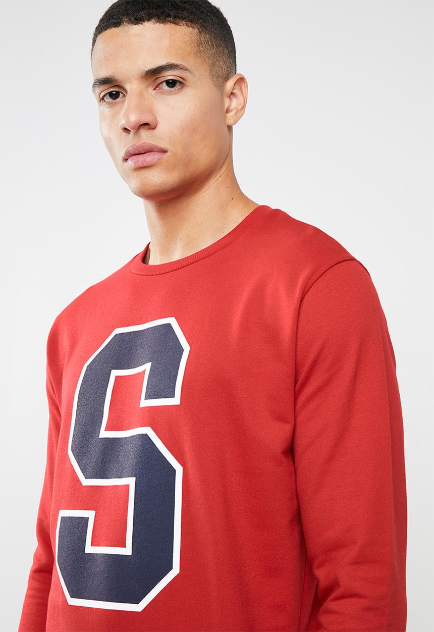 Superbalist - Applique crew pullover sweat - red
