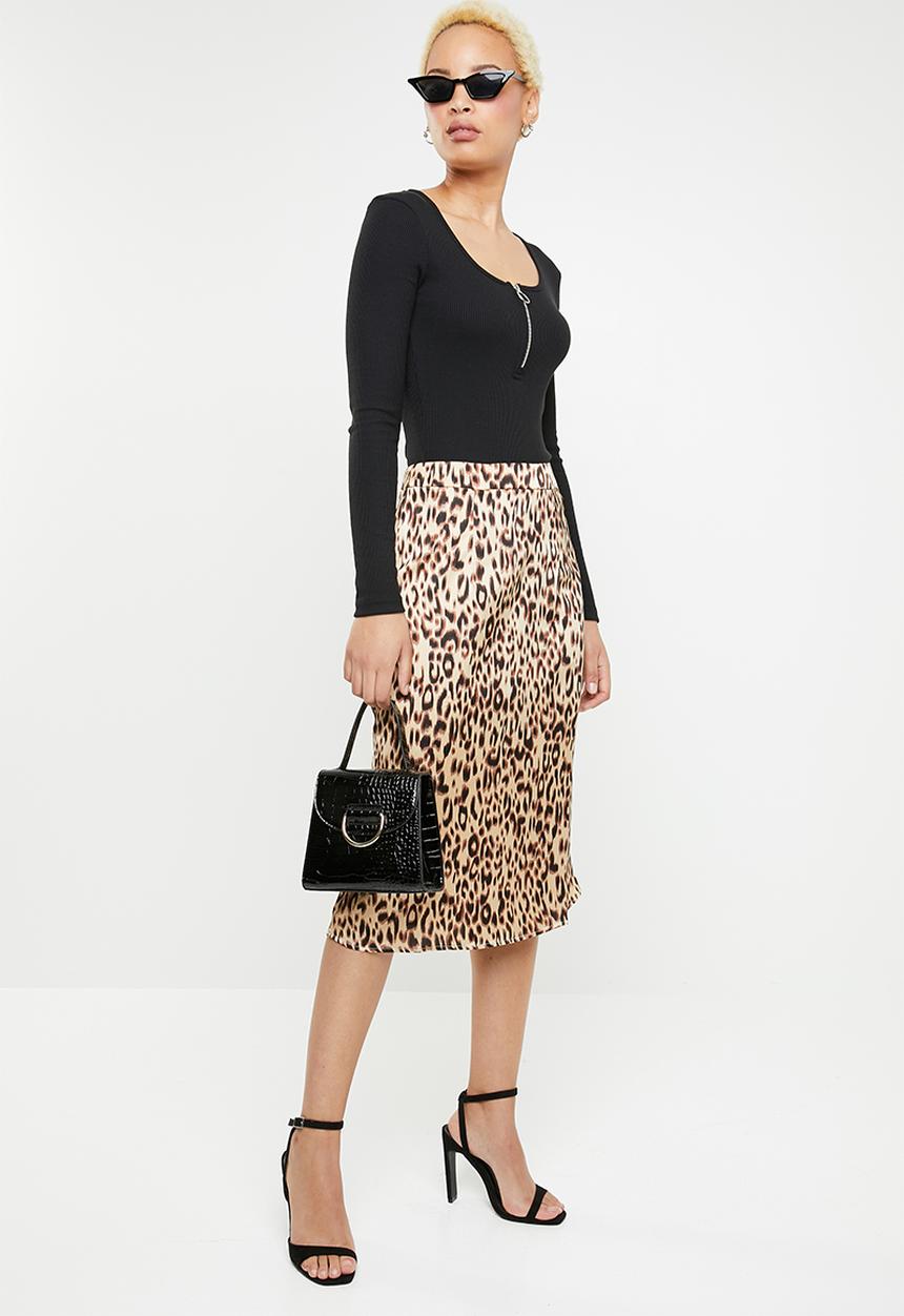 Missguided - Animal print midi skirt - neutral & brown