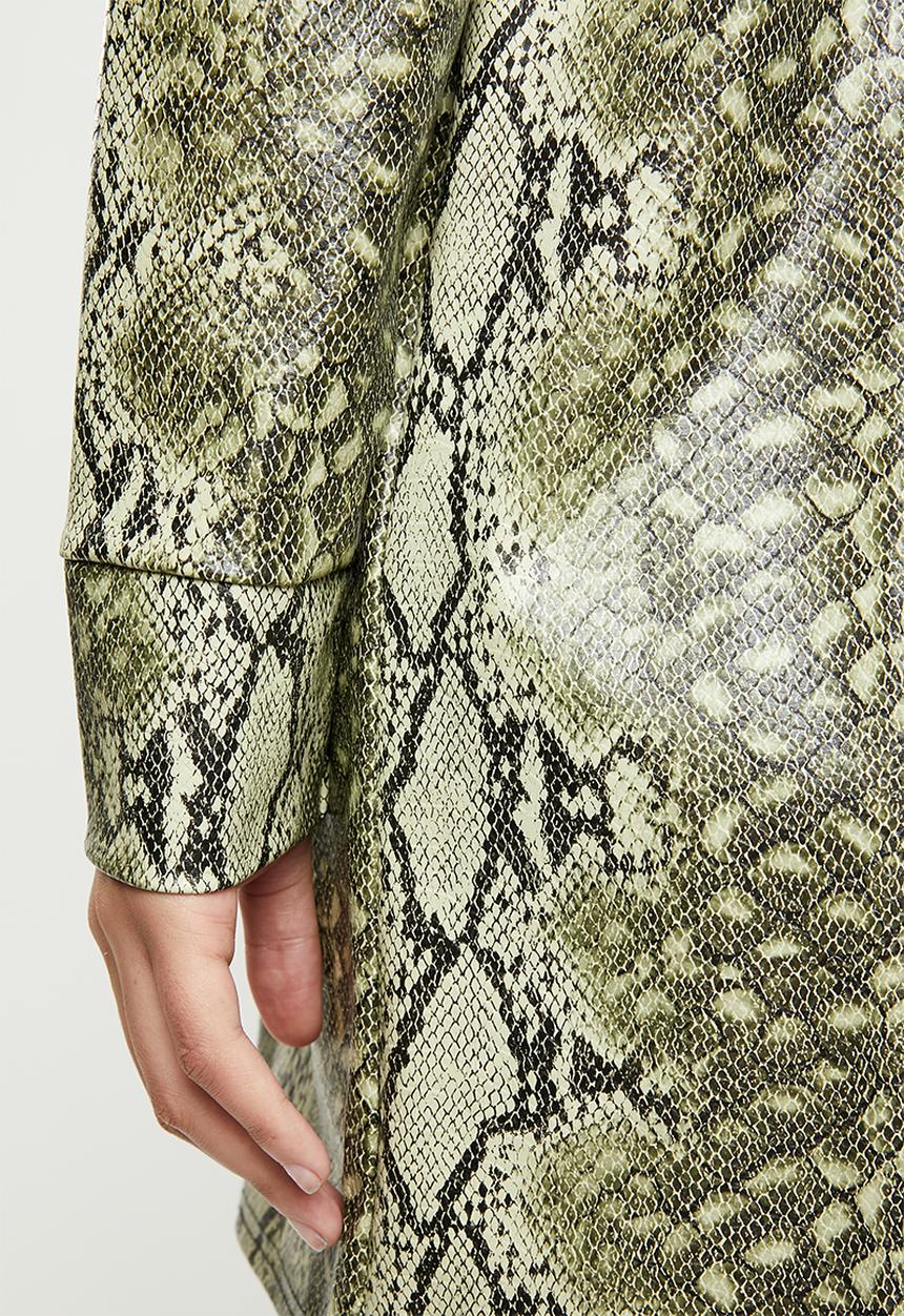 Missguided - Pu snake oversized shirt dress - green & black