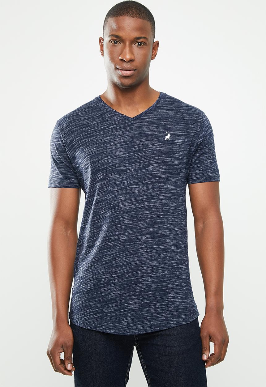 POLO - Classic V-neck space dye tee - navy