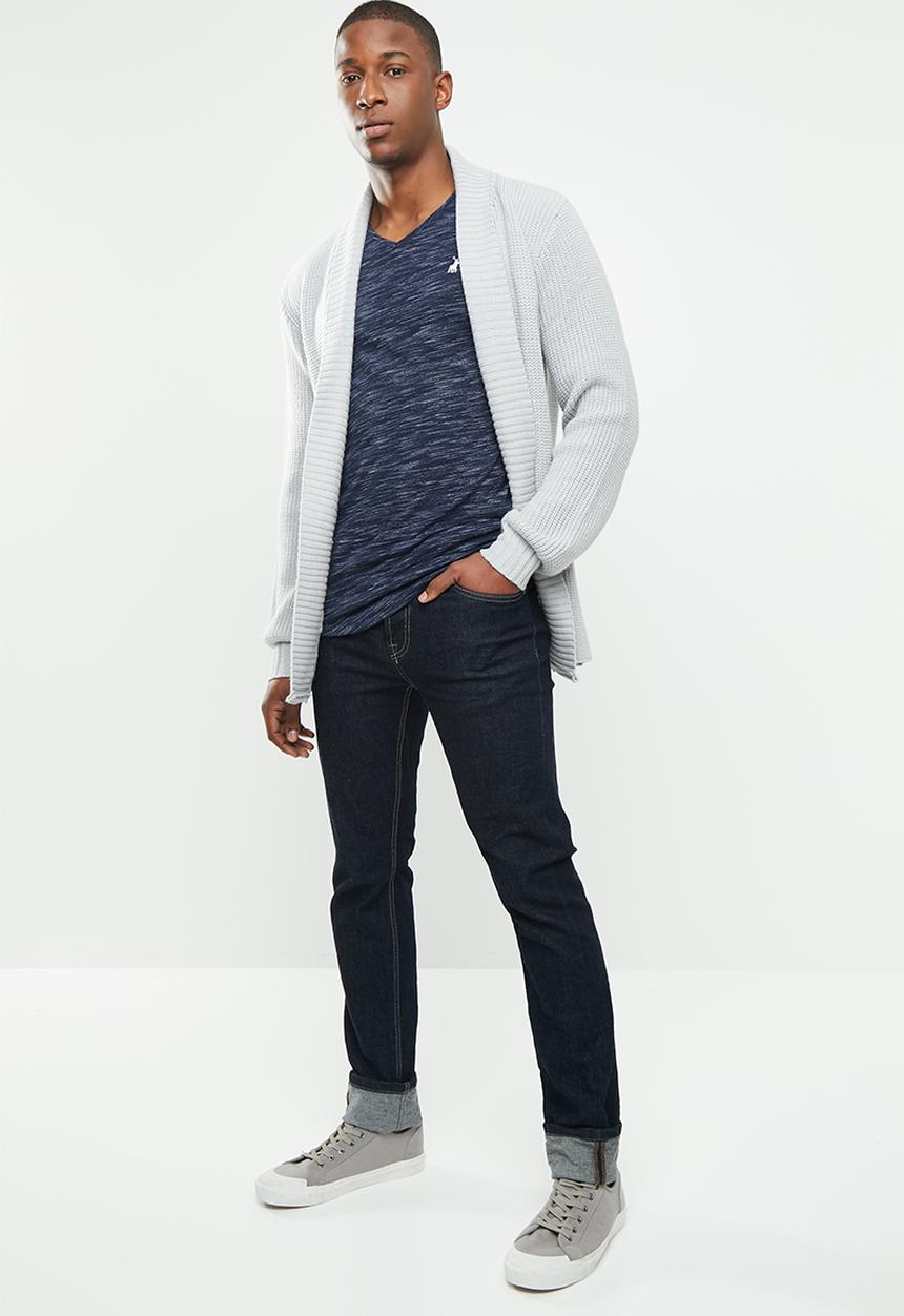 POLO - Classic V-neck space dye tee - navy