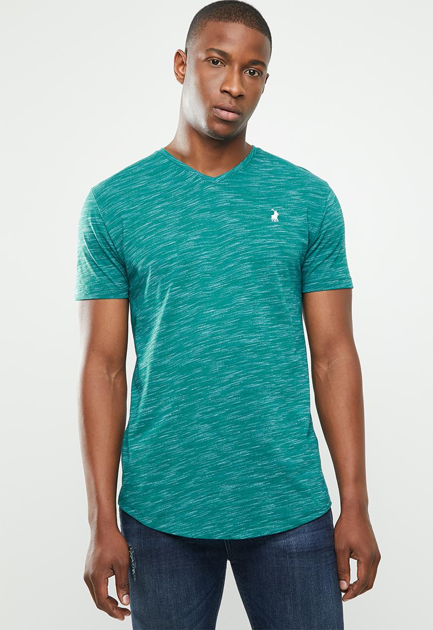 POLO - Classic V-neck space dye tee - green