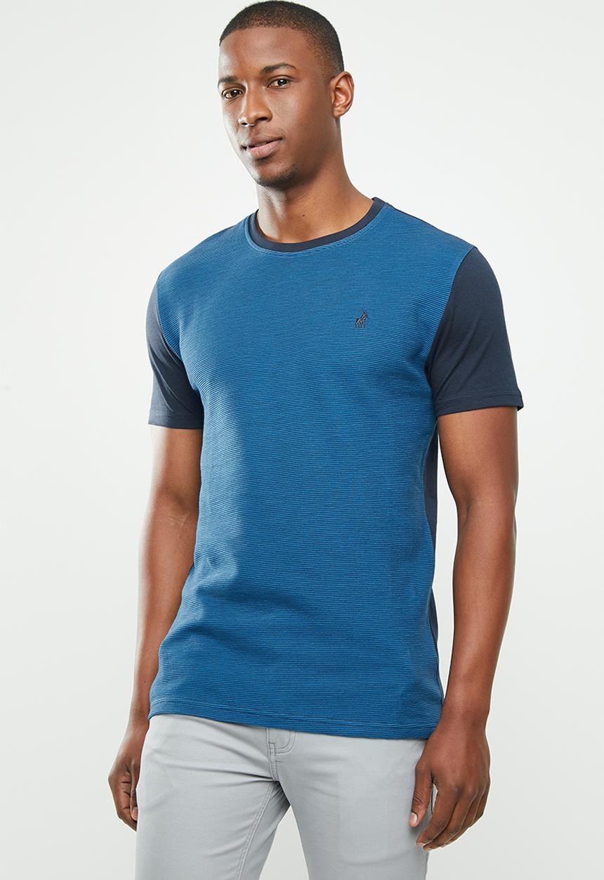 POLO - Tonal block crew neck tee - navy