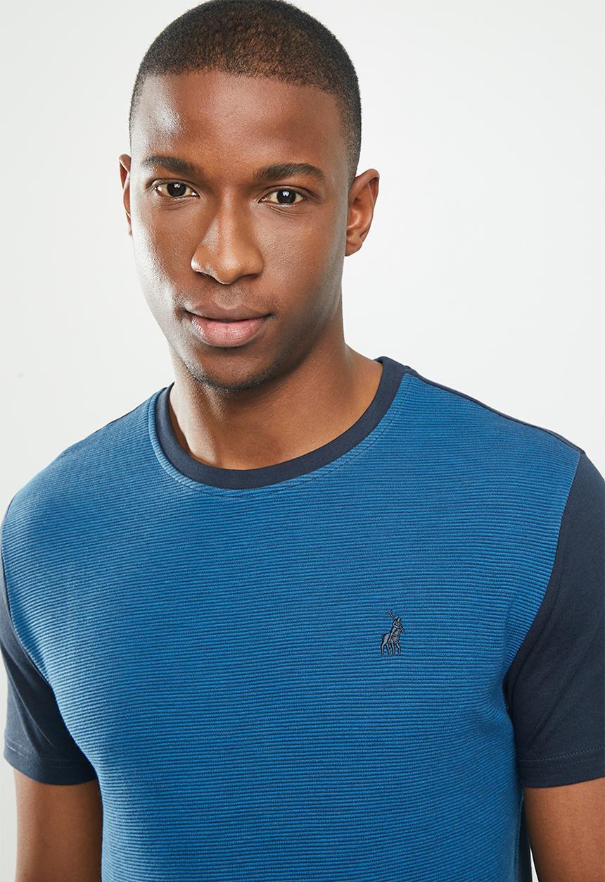 POLO - Tonal block crew neck tee - navy
