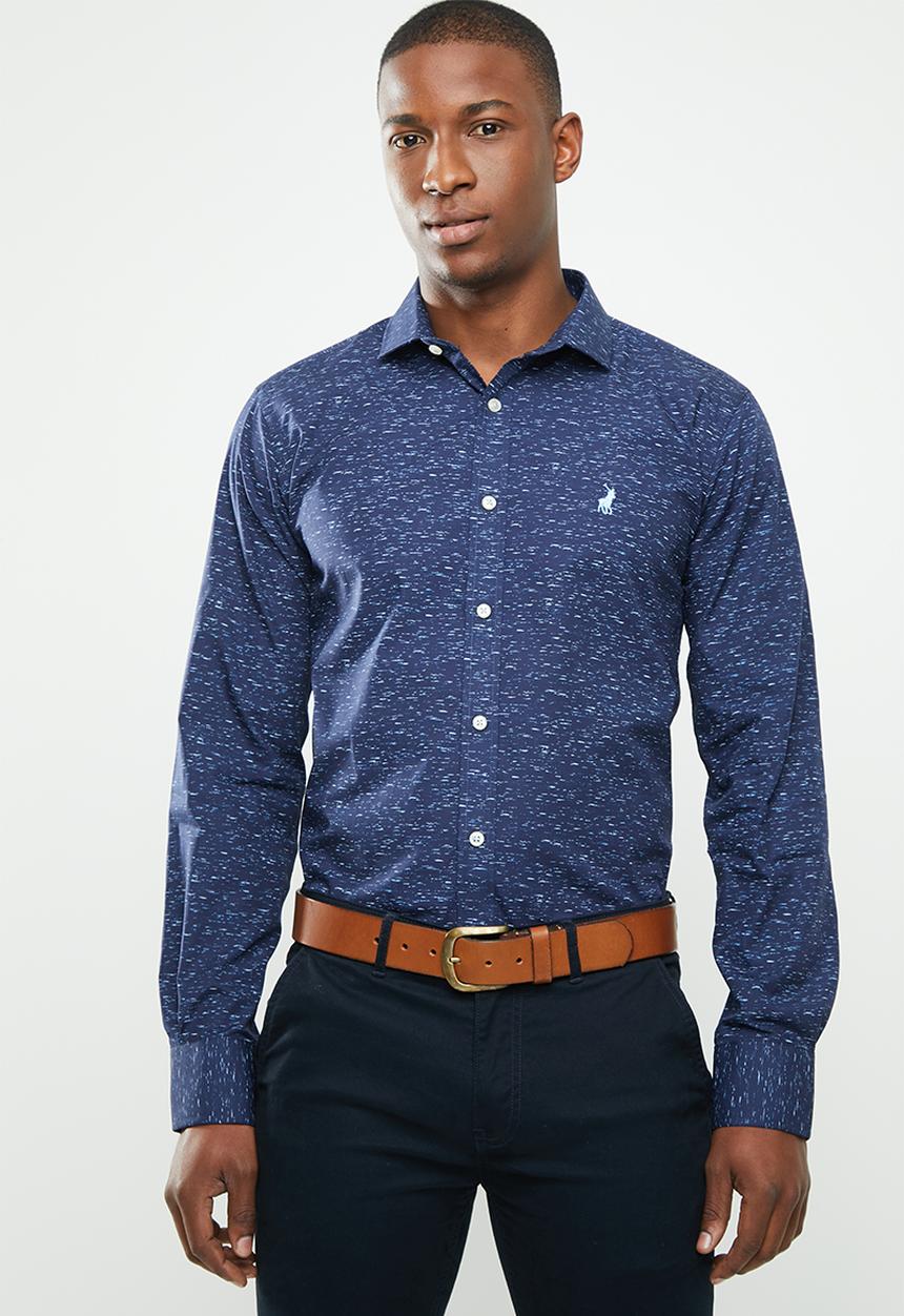 POLO - Signature long sleeve custom fit shirt - navy