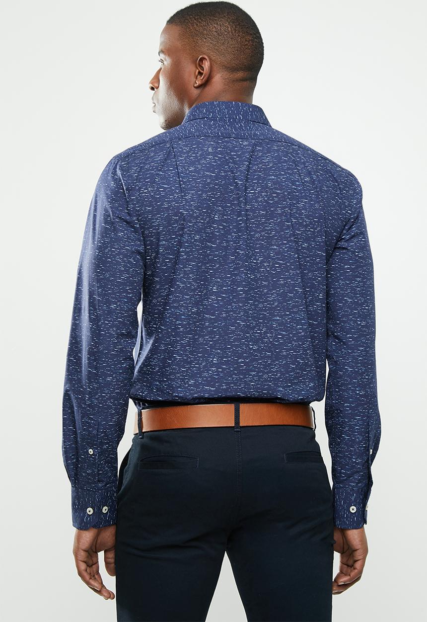 POLO - Signature long sleeve custom fit shirt - navy
