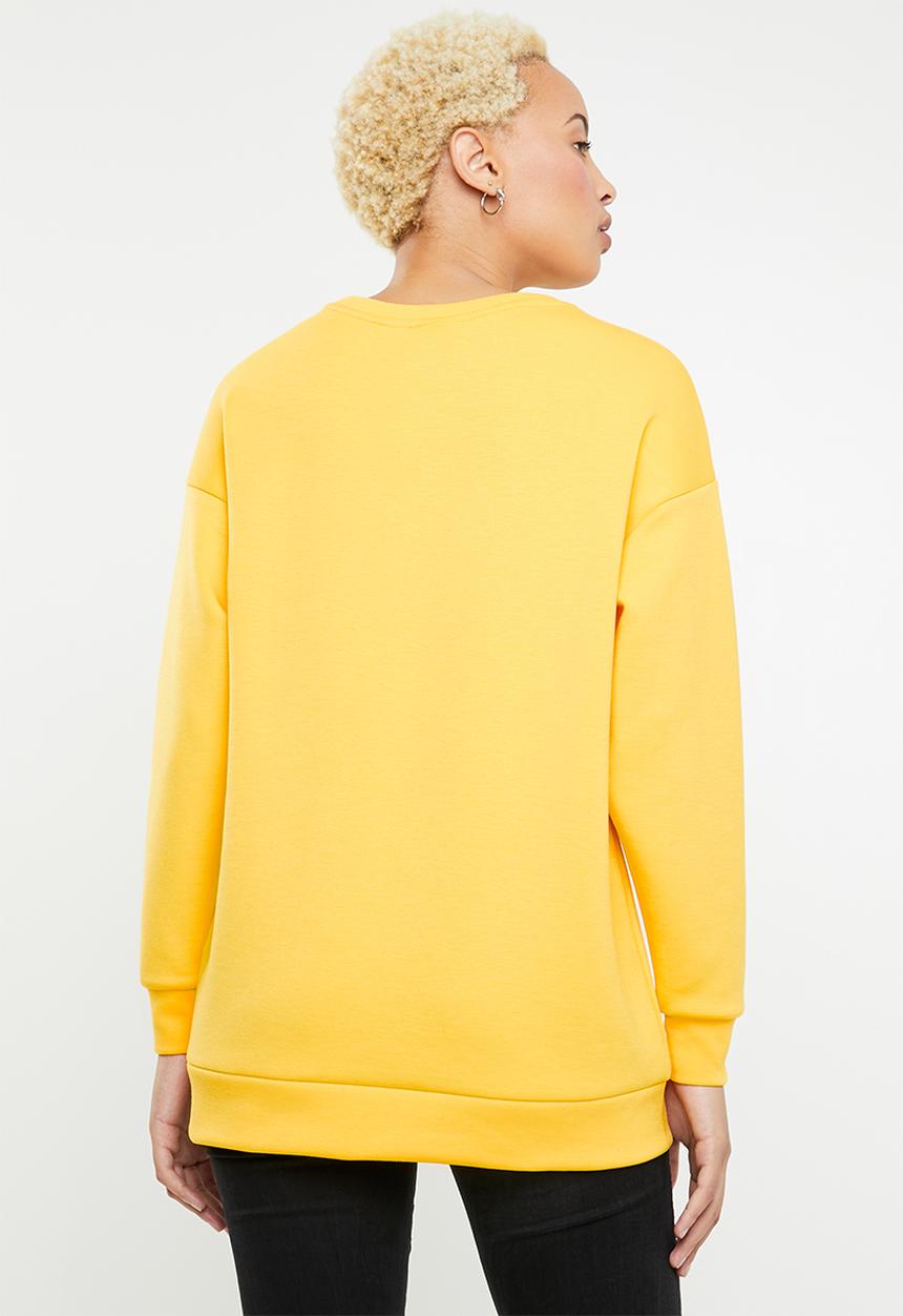 ONLY - Star long round neck sweat top - yellow