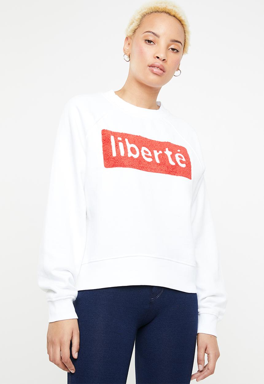 ONLY - Lotta long sleeve round neck sweat - white