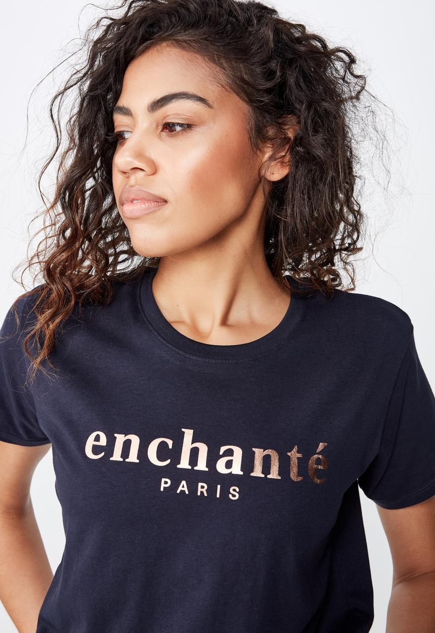 Cotton On - Classic slogan tee  - navy