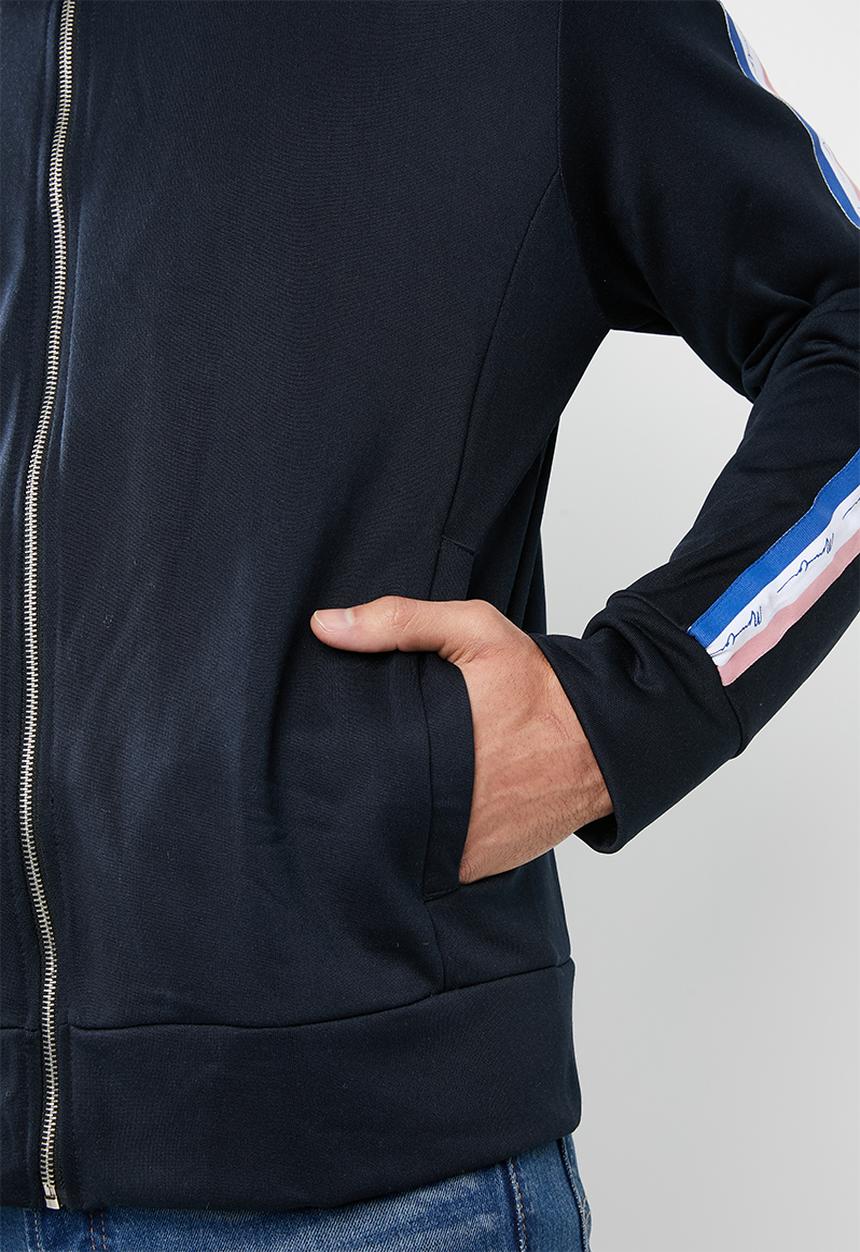 Mennace - Tricolour tape tricot knit tracksuit top - navy