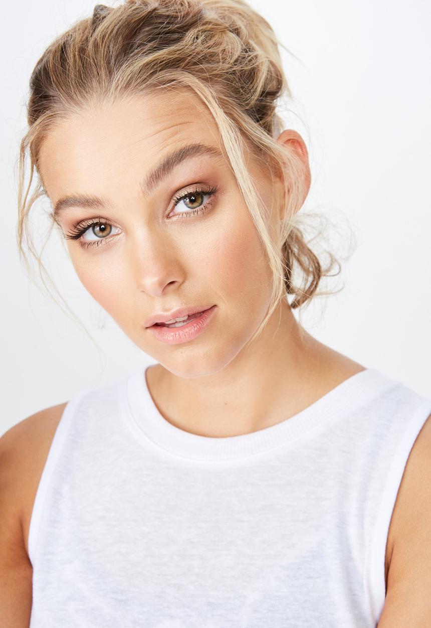 Cotton On - Active curve hem tank - white