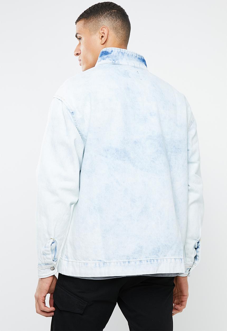 Mennace - Bleached overhead denim jacket - blue