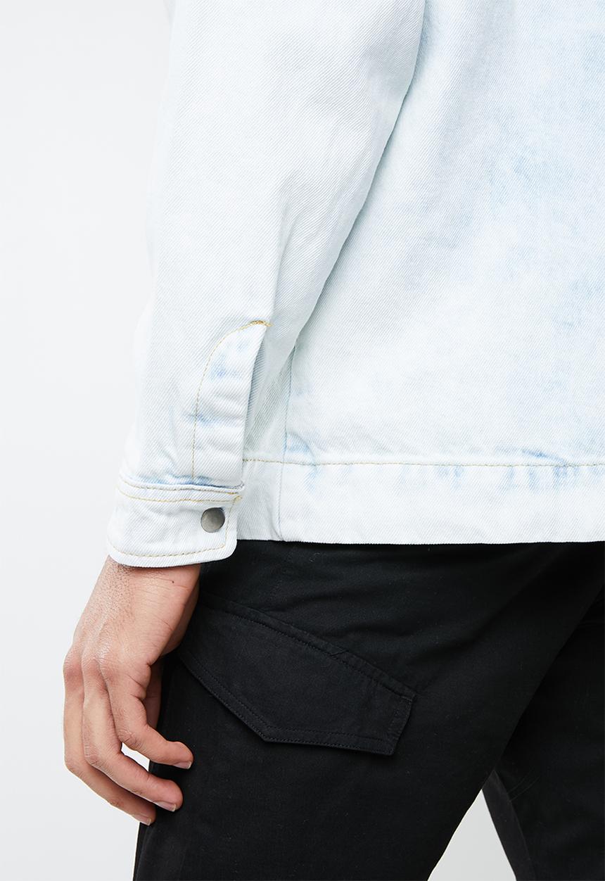 Mennace - Bleached overhead denim jacket - blue