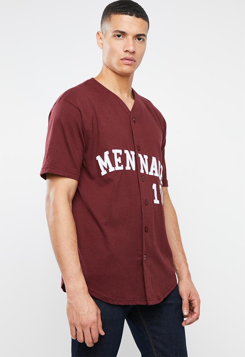 Mennace - Baseball short sleeve tee - burgundy