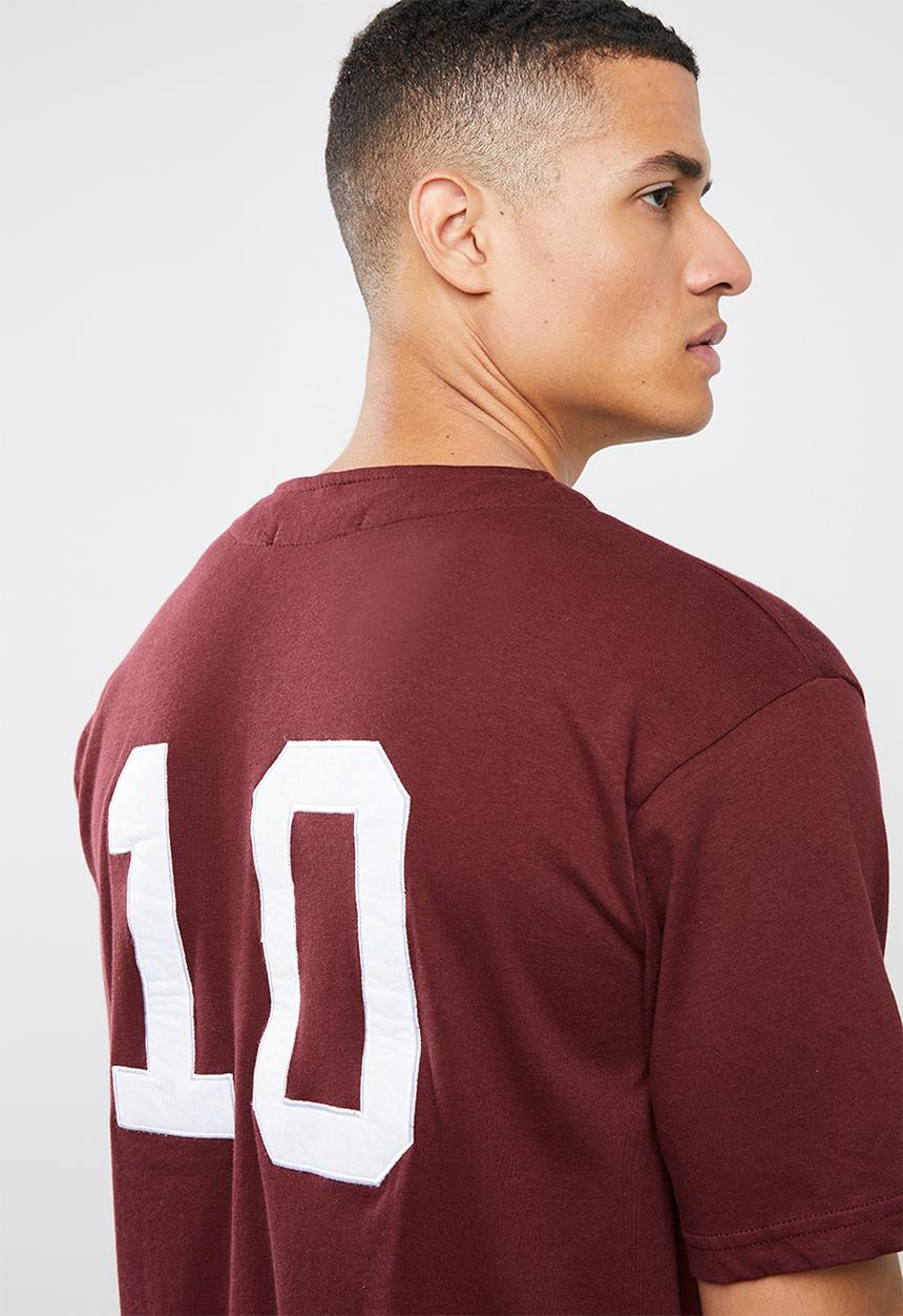 Mennace - Baseball short sleeve tee - burgundy