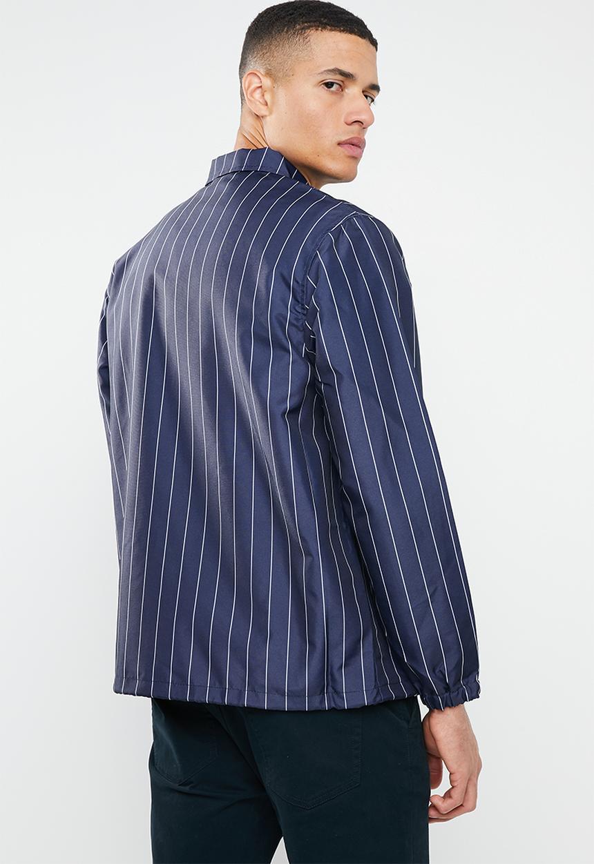 Mennace - Pinstripe coach jacket - navy & white 