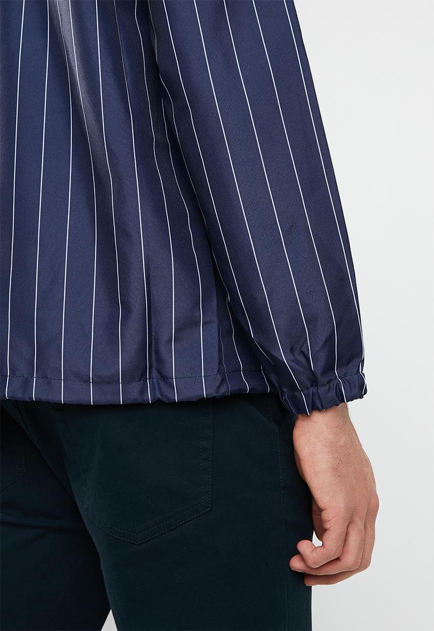 Mennace - Pinstripe coach jacket - navy & white 